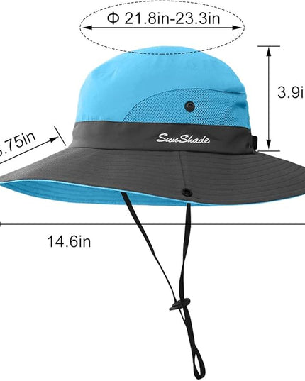 6 Pieces Womens Ponytail Wide Brim Sun Hat Packable UV Protection Beach Cap for Fishing & Hiking