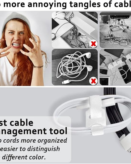 70pcs Cable Ties Reusable White Wire Ties Cable Management Cord Ties Reusable for Electronics Hook and Loop Cable Ties for Computer 4 6 8 Inch