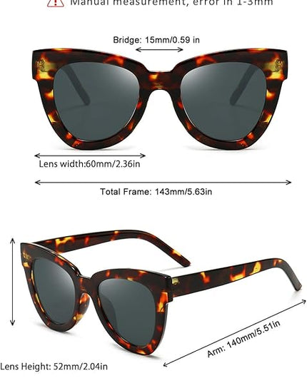 Dollger Retro Cat Eye Sunglasses Women Men Vintage Square Tortoise Shell Fashion Cateye Sunglasses