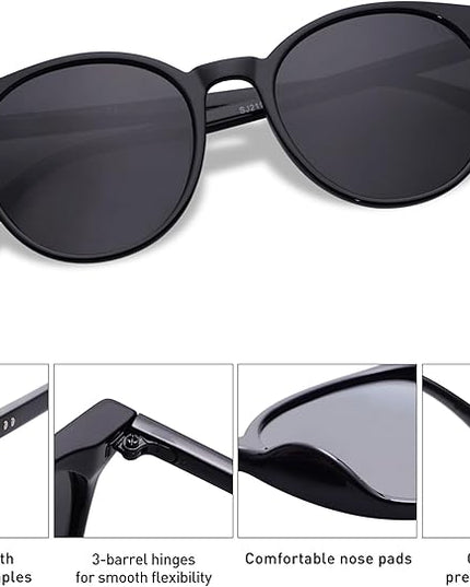SOJOS Small Round Classic Polarized Sunglasses for Women Men Vintage Style UV400 Lens MAY SJ2113