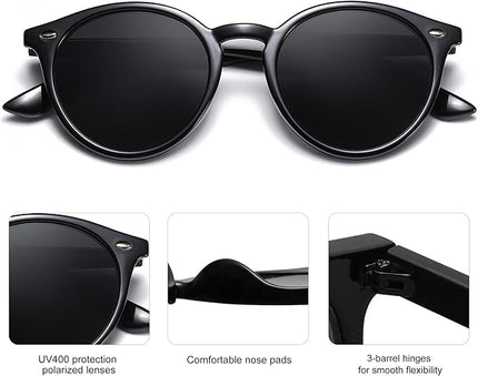 SOJOS Retro Round Polarized Sunglasses for Women Men Classic Vintage Sunnies SJ2069