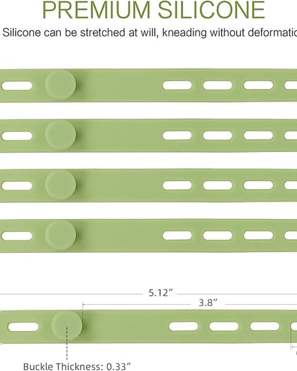 Donruby 24Pcs Silicone Cable Ties - Reusable & Washable with Locking Buckles, Adjustable Fastening Cable Management Straps, Multi-Purpose High Elasticity Cord Organizer (Matcha Green)