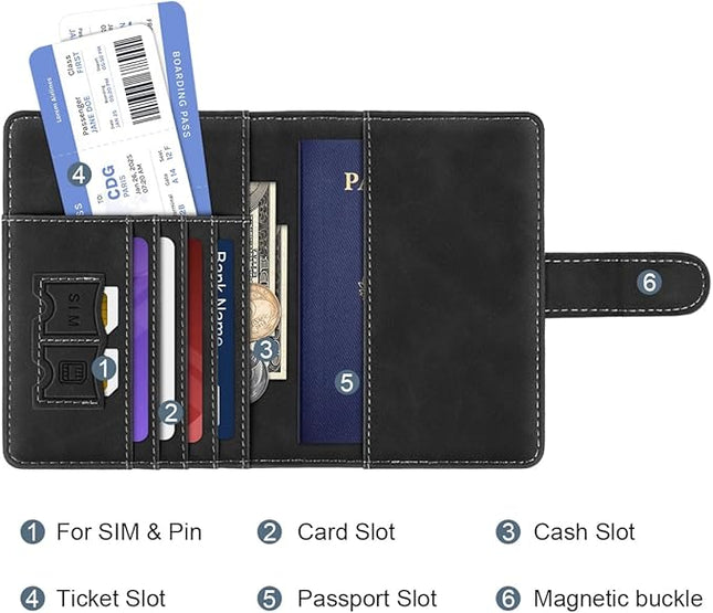 Initial A Passport Holder Cover Personalized Letter A-Z Travel Wallet RFID Blocking Passport Cover Credit Card Holder Case Passport Book Holders for Women and Men, Black-A