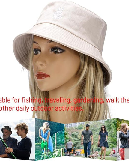 Cotton Bucket Hat for Women Men Summer Travel Sun Beach Bucket Cap, Unisex Outdoor Fisherman Hat