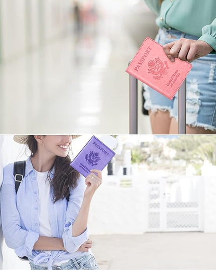 Eoehro Passport Holder for Travel Essentials-2Pack, Passport Wallet Cover Case for Travel Must Haves Accessories,Passport Book Holders for Women and Men