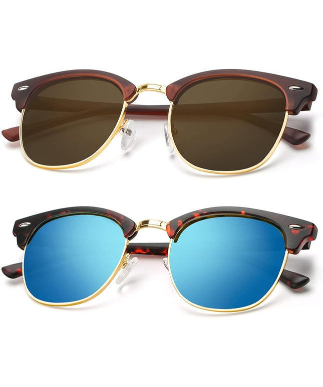 KALIYADI Polarized Sunglasses for Men and Women Semi-Rimless Frame Driving Sun glasses UV Blocking