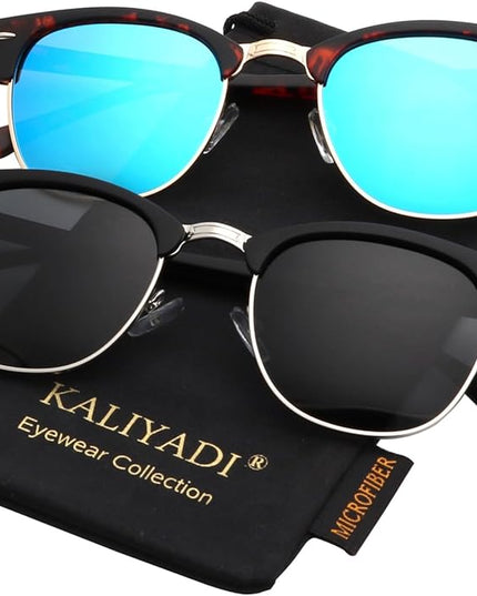 KALIYADI Polarized Sunglasses for Men and Women Semi-Rimless Frame Driving Sun glasses UV Blocking