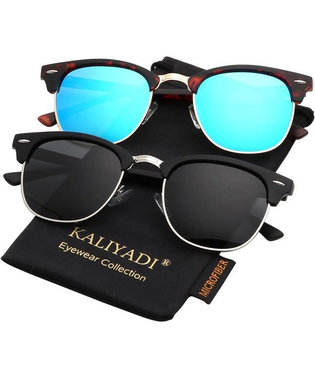 KALIYADI Polarized Sunglasses for Men and Women Semi-Rimless Frame Driving Sun glasses UV Blocking