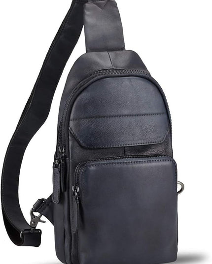 Genuine Leather Sling Bag for Man and Women Crossbody Purse Handmade Retro Shoulder Backpack Vintage Chest Bags