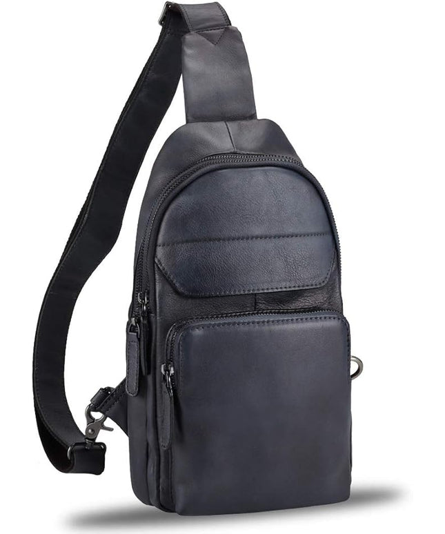 Genuine Leather Sling Bag for Man and Women Crossbody Purse Handmade Retro Shoulder Backpack Vintage Chest Bags