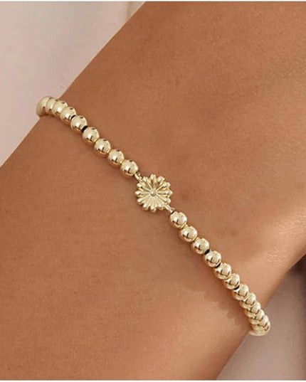 Gold Bracelets for Women 14K Gold Beaded Bracelets Stackable Bracelets for Women Gold Charm Bracelet Non Tarnish Gold Jewelry for Women Trendy