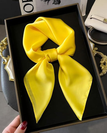 CHUNG Women's Square Satin Scarf 27.5" Bandanas Solid 50s Retro Neck Scarves Emulation Silk Handbag Hair Ribbons Necktie