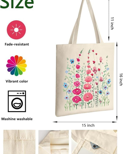 AUSVKAI Canvas Tote Bag for Women, Aesthetic Cute Grocery Grocery Reusable Cotton Gift Bag for Shooping Beach Trendy Gifts
