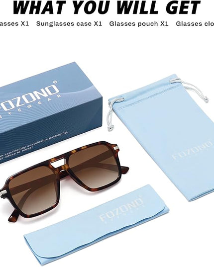 Retro Aviator Sunglasses for Women Men Trendy Classic Square 70s 80s 90s Vintage Shades Double Bridge Aviators FZN813