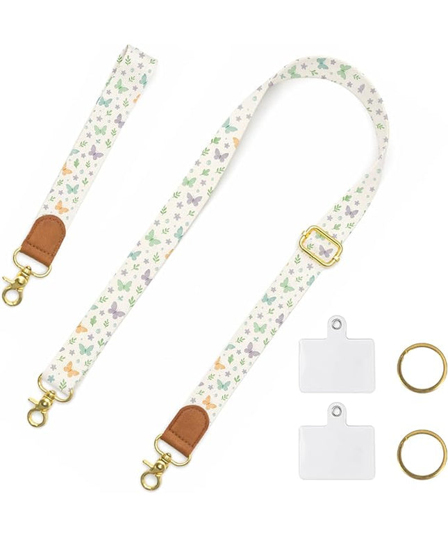 Phone Lanyard Crossbody Wrist Strap, Adjustable Butterfly Text Neck & Wrist Lanyard for Phones, Car Keys, Wallet and ID Card