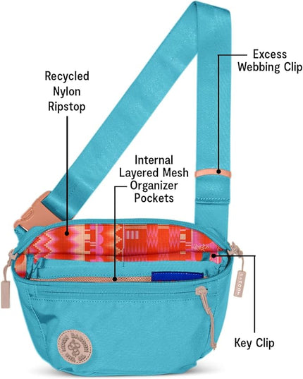 Baboon to the Moon Fanny Pack - Trendy, Compact, Water-Repellent Waist Bag in Multiple Colors and Sizes for Men and Women (Bluebell, Full Size (3L))