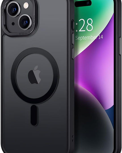 Hython Case for iPhone 14 Case Magnetic Translucent Matte Phone Cases 6.1" [Compatible with MagSafe] Thin Slim Fit Shockproof Bumper Hard Protective Cover for Women Men Girls, Frosted Black