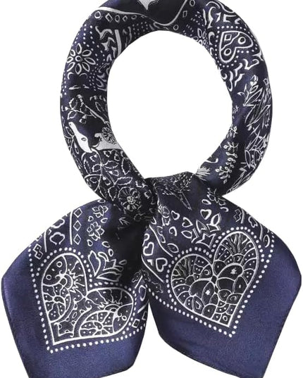 ANDANTINO 100% Pure Mulberry Silk Small Square Scarves -21'' x 21''- Digital Printed Neckerchief –Women Men Lightweight Scarf