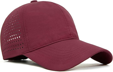 Xinveen Quick Dry Baseball Cap Curved Brim Snapback Hat Laser Cut Mesh Ball Cap Golf Ball Cap for Men Women