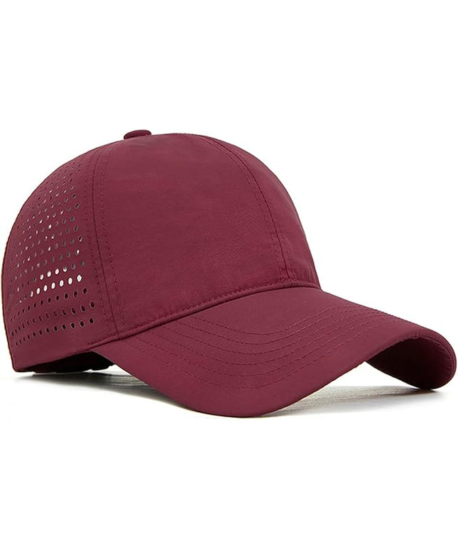 Xinveen Quick Dry Baseball Cap Curved Brim Snapback Hat Laser Cut Mesh Ball Cap Golf Ball Cap for Men Women
