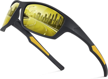 Fanshen Polarized Sunglasses for Men Women, Wrap Around Sunglasses for Mens Womens Cycling Running UV Protection