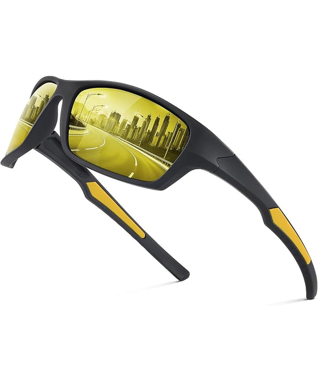 Fanshen Polarized Sunglasses for Men Women, Wrap Around Sunglasses for Mens Womens Cycling Running UV Protection