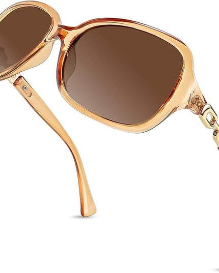 FEISEDY Vintage Square Polarized Sunglasses for Women UV400 Travel Driving Fashion Arcuate Sunglasses B2526