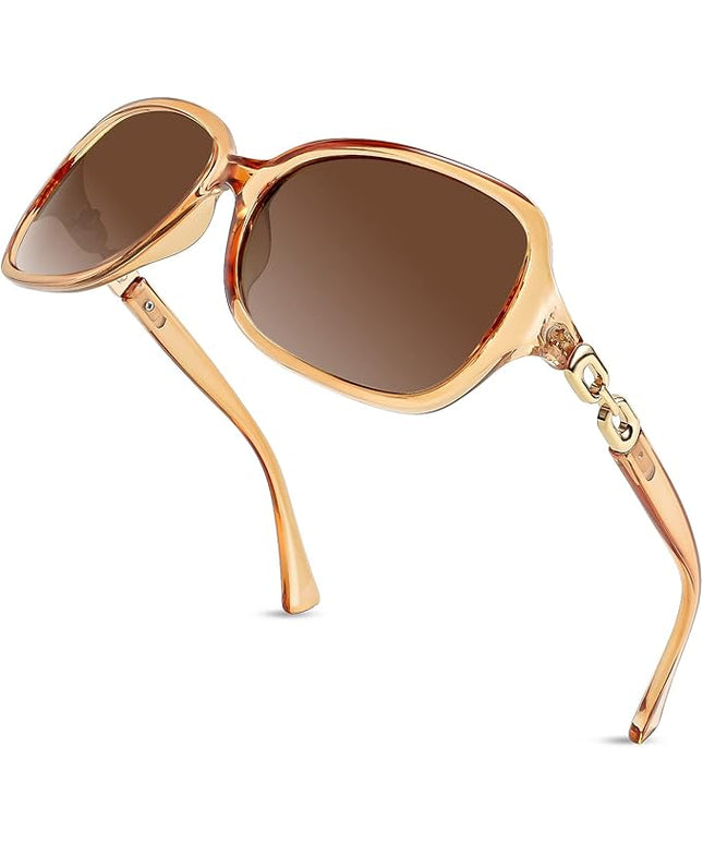 FEISEDY Vintage Square Polarized Sunglasses for Women UV400 Travel Driving Fashion Arcuate Sunglasses B2526