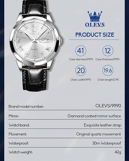 OLEVS Mens Watches Mens Leather Watch Ultra Thin Watches for Men Minimalist Watch with Leather Band Quartz Analog Dress Casual Simple Lightweight relojes para Hombres