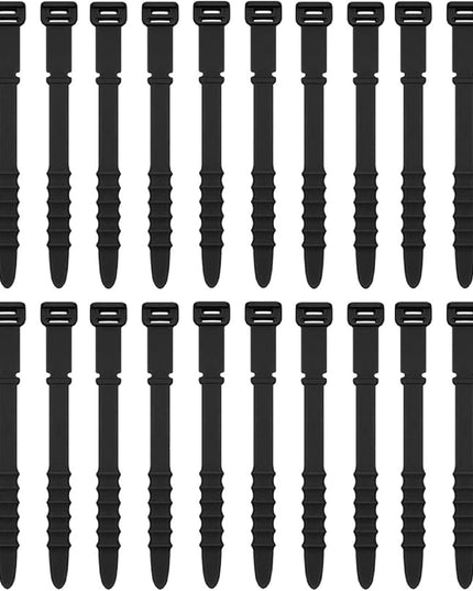 Silicone Zip Ties, Reusable Zip Ties, 20pcs Rubber Cable Ties Straps for Wire Management, Elastic Cable Organizer for Home Office Table Desk. Black 4.5” Cord Ties (20 Pcs Black)