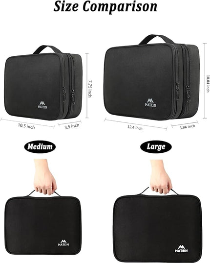 MATEIN Cable Organizer Bag, Large Travel Storage Bag Sturdy Tool Case with Handle for Phone Cord Electronics Accessories, Carrying Case for Tablet (Up to 12.9inch), Powerbank, Hard Drive, Black