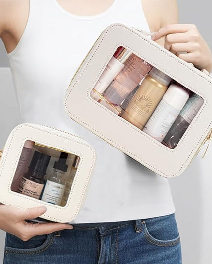 Travel Clear Makeup Bag Set, TSA Approved Cosmetic Bag Case with Zipper Portable Makeup Pouch Toiletry Bag Traveling Cosmetic Organizer Storage Bag Car Organizer Car Essentials