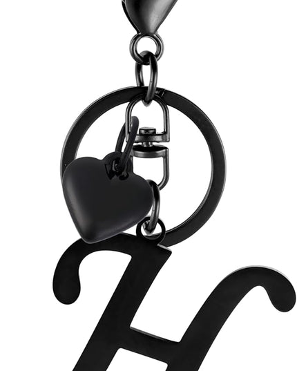 A-Z Heart Initial Letter Keychain, Stainless Steel Alphabet Charm for Handbags, Gift for Women and Girls