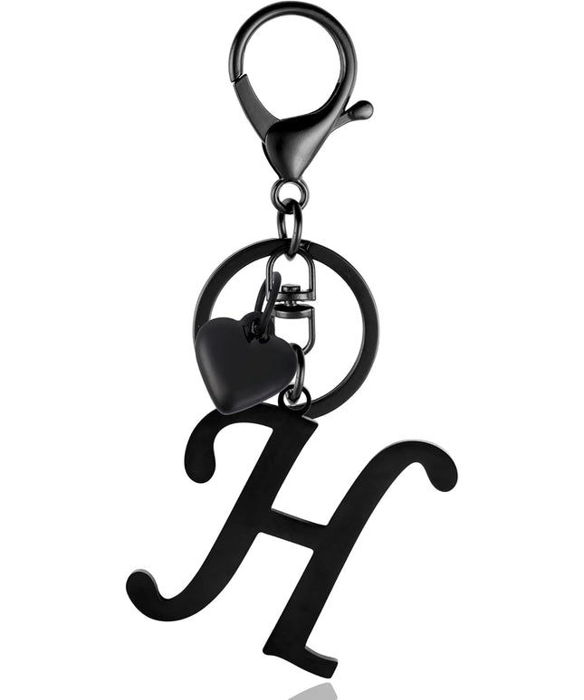 A-Z Heart Initial Letter Keychain, Stainless Steel Alphabet Charm for Handbags, Gift for Women and Girls