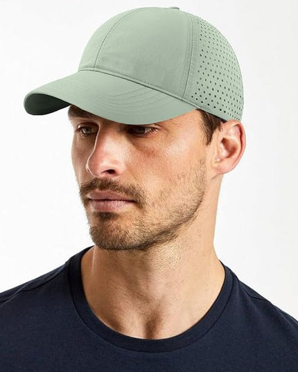 Xinveen Quick Dry Baseball Cap Curved Brim Snapback Hat Laser Cut Mesh Ball Cap Golf Ball Cap for Men Women