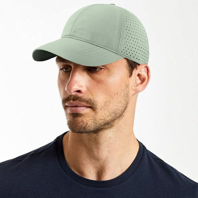 Xinveen Quick Dry Baseball Cap Curved Brim Snapback Hat Laser Cut Mesh Ball Cap Golf Ball Cap for Men Women