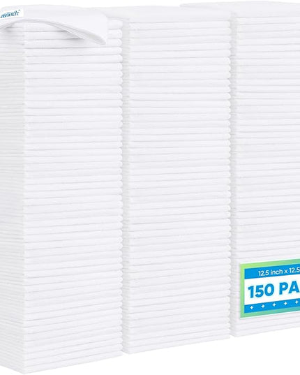 HOMEXCEL White Microfiber Cleaning Cloth 150 Pack, 12.5 x 12.5 inch Microfiber Towels for Car Washing Cleaning Rags for Car, Kitchen, and Window