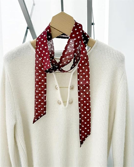 JERLA Women 100% Mulberry silk Scarf Long Large Lightweight Scarves Fashion Women Soft polka dot Print Neckerchief