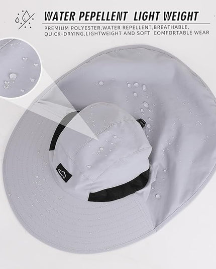 Rosoz Outdoor Sun Hat for Men Women, UPF50+ Protection Safari Cap Wide Brim Mesh Fishing Hat with Neck Flap Beach Garden