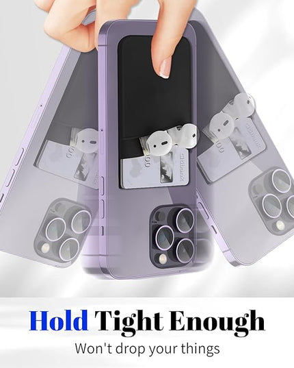 Senose Phone Wallet, 3 Pack Card Holder for Back of Phone Stick on Phone Cases Great Storage Compatible for iPhone/Android/Samsung Galaxy - Black+White+Purple