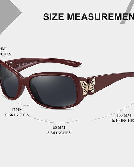 HAOLOTA Women's Polarized Sunglasses - Fashionable Wraparound Butterfly Design with UV400 Protection