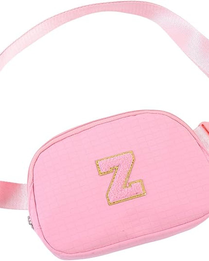 Glratn Initial Letter Fanny Pack for Girls,Patch Belt Bag,Toddler Crossbody Bags，Gifts for 3 4 5 6 7 8 9 10 11 12 Year Old Teens Kids,Christmas Graduation Gifts for Teen Girls.(Pink-Z)