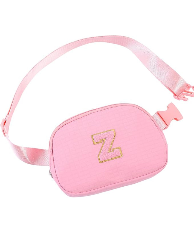 Glratn Initial Letter Fanny Pack for Girls,Patch Belt Bag,Toddler Crossbody Bags，Gifts for 3 4 5 6 7 8 9 10 11 12 Year Old Teens Kids,Christmas Graduation Gifts for Teen Girls.(Pink-Z)