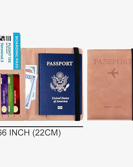 Luggage Tag and Passport Holder Set,Passport Cover with Card Slot and Boarding Pass Slot Combo,Passport Travel Must Have, Waterproof and Scratch Resistant Travel Accessories（Pink）
