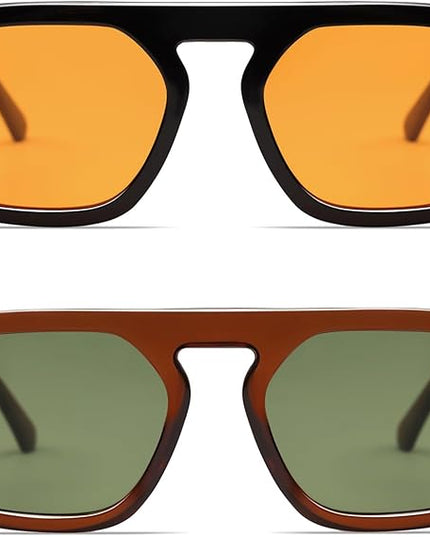 VANLINKER Oversized Retro Square Aviator Sunglasses for Women Men 70s Vintage Style Trendy Big Flat Top Sun Glasses VL9826