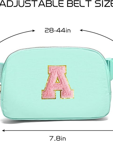 Gitus Belt Bag Fanny Pack Crossbody Bags with Initial Letter Patch Cute Stuff Birthday Gifts for Teenager Girls Trendy Preppy Stuff for Teen Girls Cool Stuff for Teens (Mint Green-A)