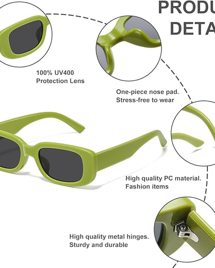 JASPIN Rectangle Sunglasses for Women Men Trendy Y2k Retro 90s Sun Glasses UV Protection Cool Square Frame