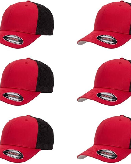 Flexfit 6511 Fitted Mid-Profile Stretchable Mesh Panels Trucker Cap | Bulk Pack Available