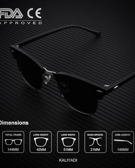 KALIYADI Sunglasses Men Polarized Sunglasses for Men Women Unisex Semi-Rimless Frame Retro Driving Sun Glasses UV Blocking