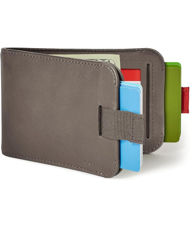 Distil Union Wally Bifold 5.0 RFID Wallet with ID Window - Slim Bifold Wallet for Men with Money Clip, Premium Leather – Minimalist RFID Card Holder - Holds 14 Cards & 30 Bills - Gray